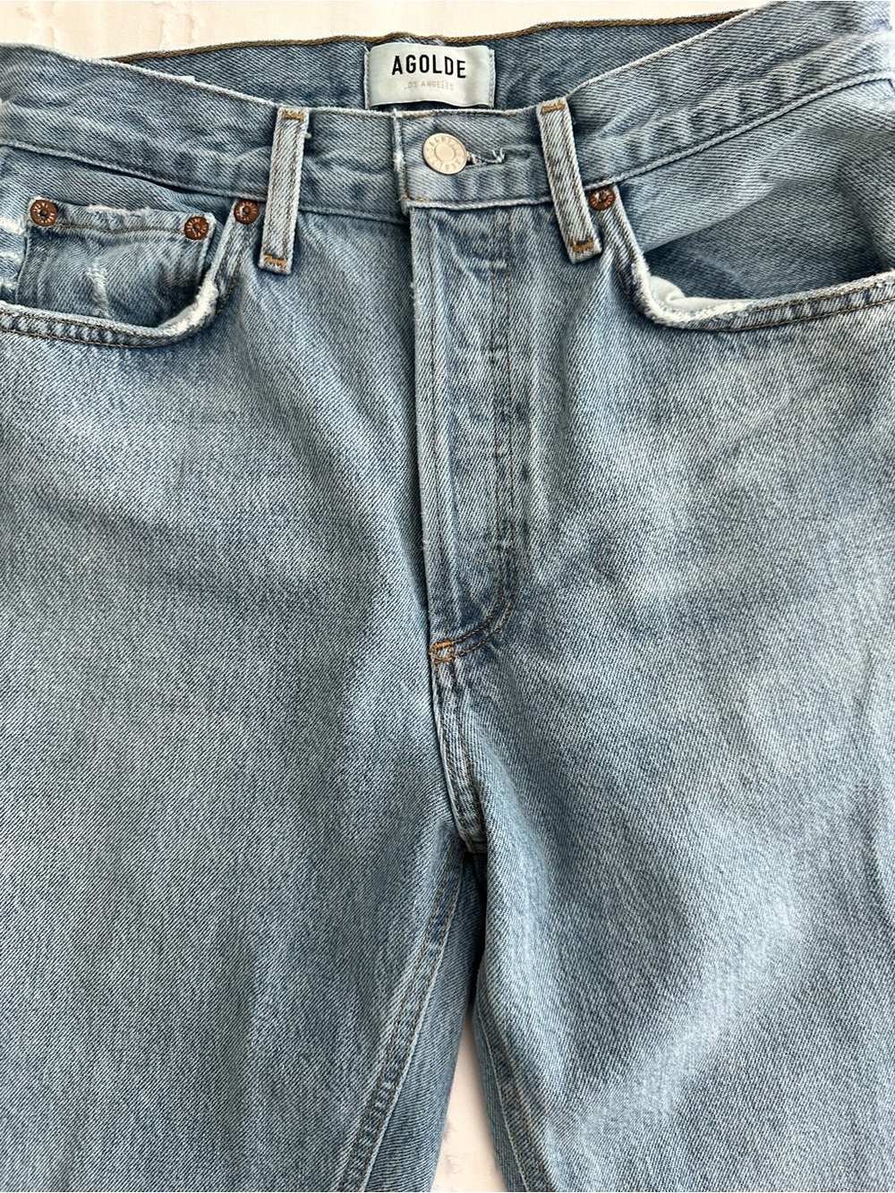 Agolde Lana Straight Leg Jean- Light Blue Wash Size 25 - Picture 12 of 15
